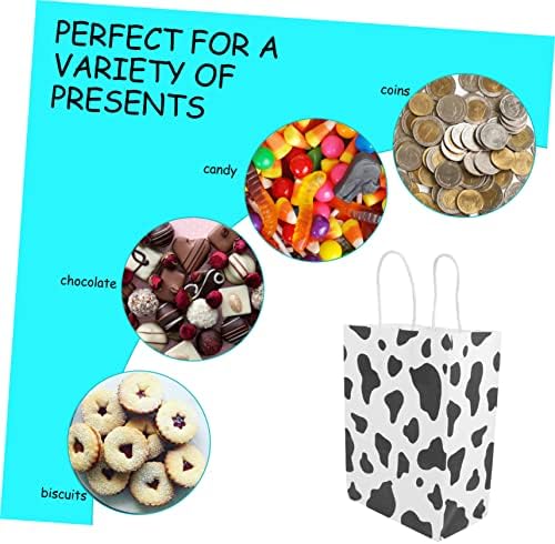 12pcs Cow Print Kraft Paper Bags for Parties and Gifts