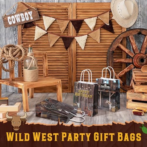 Pasimy 36 Pcs Western Theme Gift Bags with Handle