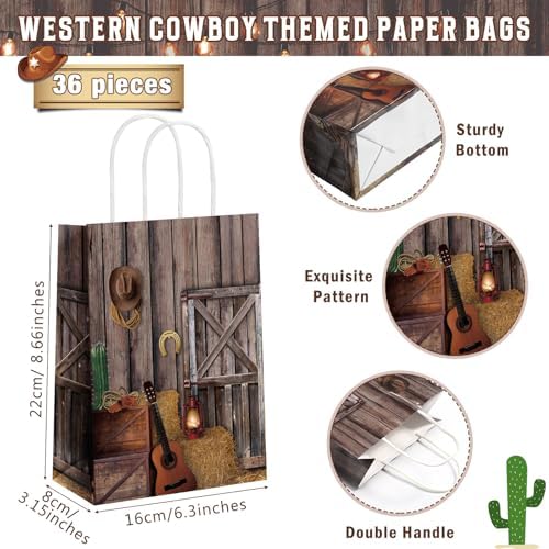 Pasimy 36 Pcs Western Theme Gift Bags with Handle