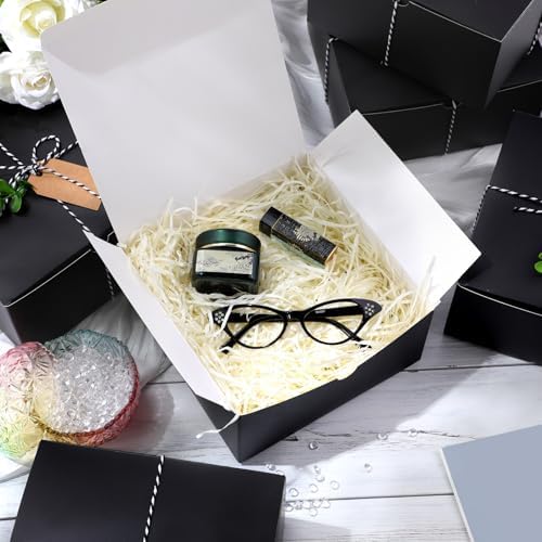 Crtiin 8 Pack Black Gift Boxes with Lids for Wedding Gifts