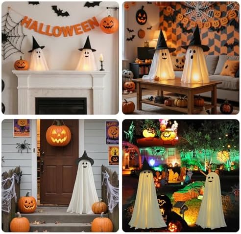 PEJOURI Halloween Decor 2 Pack Ghost Lights