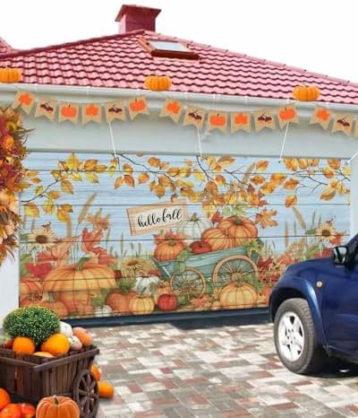 Fall Pumpkin Harvest Garage Door Cover 7x8ft