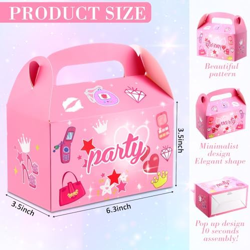 Motiskyy Blue Pink Goodie Bags 12 Pcs Gift Boxes with Handle