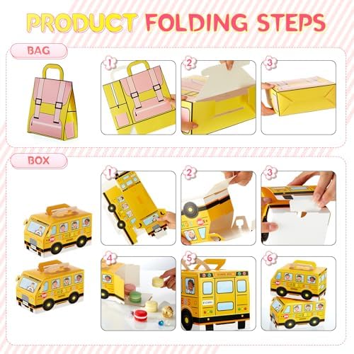 Weysat 36 Pcs School Bus Goodie Box and Backpack Bags Set