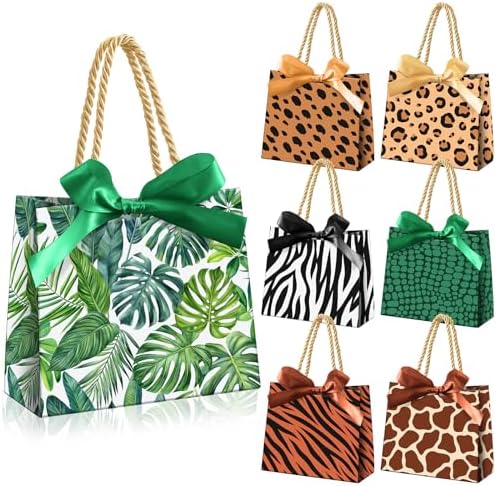 Eersida Safari Animal Print Gift Bags with Handles 36 Piece Set