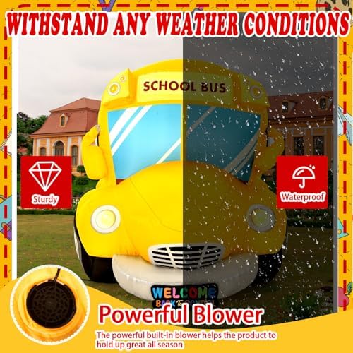 Honoson 5 ft Inflatable School Bus Decor with LED Lights