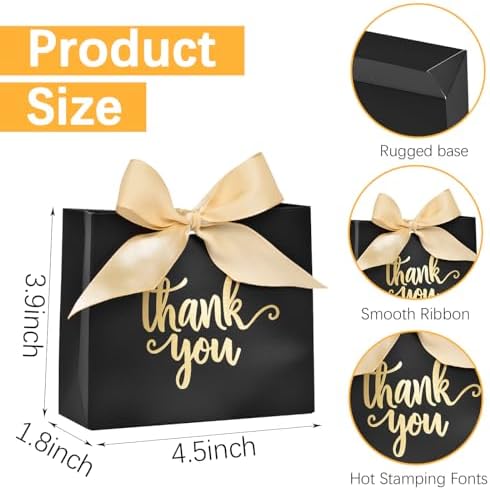 DECHISY 60 Pack Black Mini Gift Bags with Ribbon