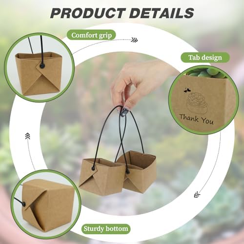 40Pcs Succulent Wrap Bags with Thank You Labels for Party Favors