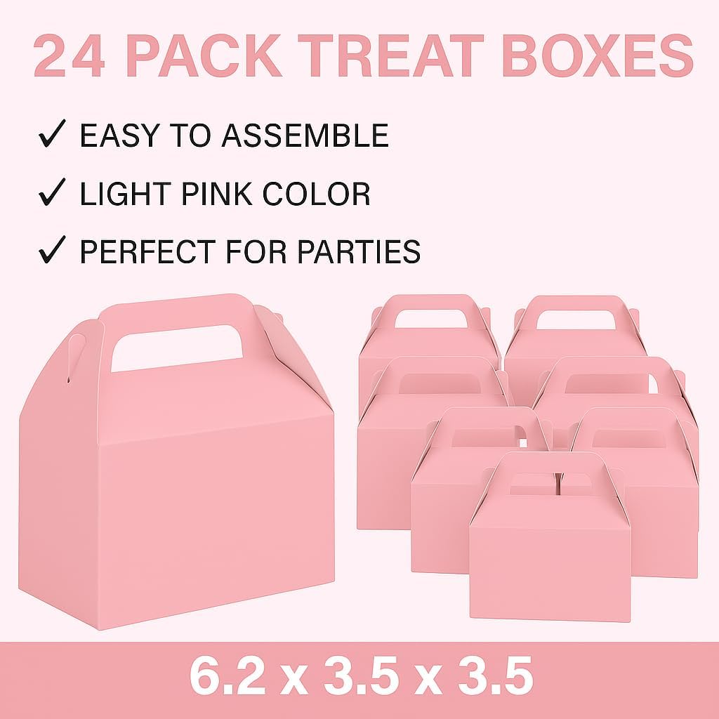 Oojami 24 Pack Light Pink Gable Treat Boxes