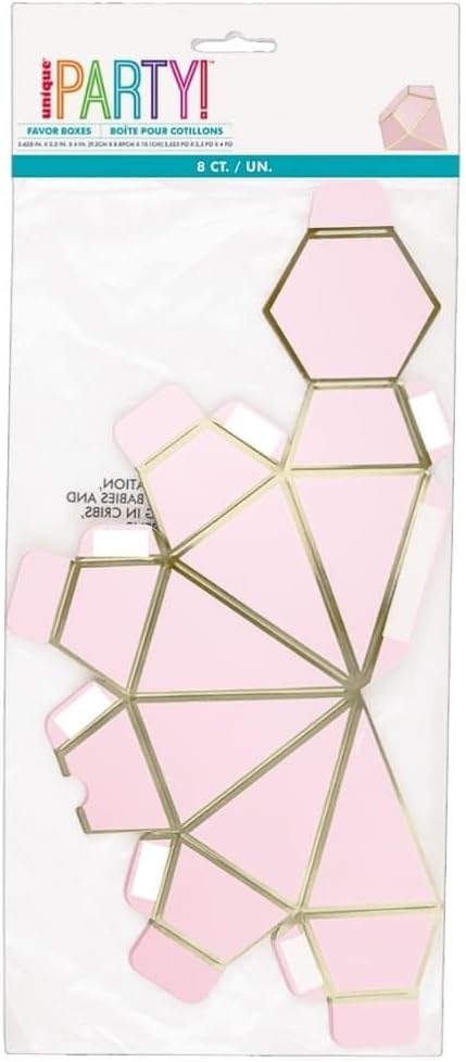Unique Pink Diamond Shaped Paper Favor Boxes 65x15 8 Count