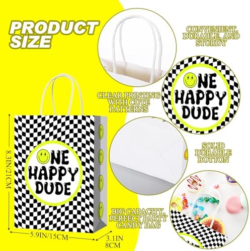 Yeaqee 24 Pcs Happy Dude Gift Bags with Handle