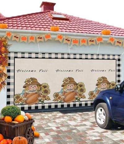 Thanksgiving Garage Door Cover 7x8ft Retro Farm Decor