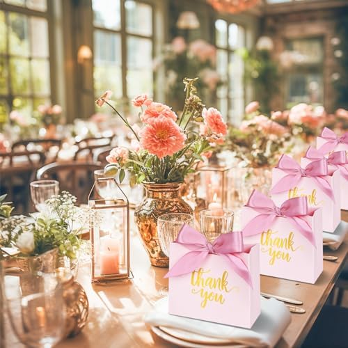 DECHISY 60 Pack Pink Mini Gift Bags Wedding Favor Boxes