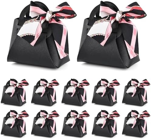 KAZIPA 12 Pack Faux Leather Gift Bags with Handle