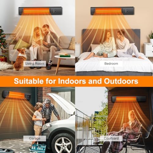 Biesqya Wall Mounted Heater with 9 Heat Levels and Remote Control