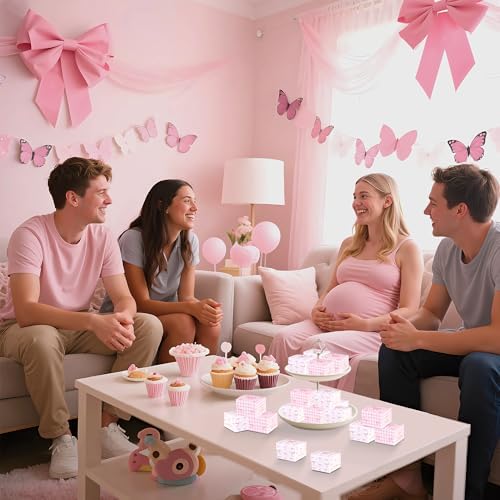 Glavatrix 50pcs Mini Pink Bow Candy Gift Boxes