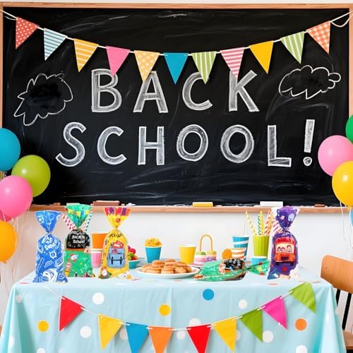 100 Pieces Back to School Cellophane Bags with Twist Ties