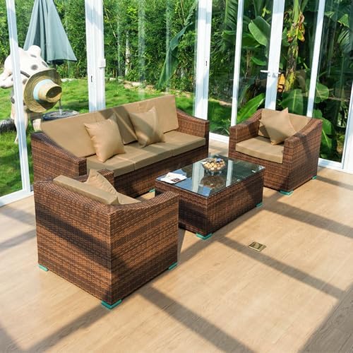 Sqodok Outdoor Cushion Covers 10PCS Set Camel