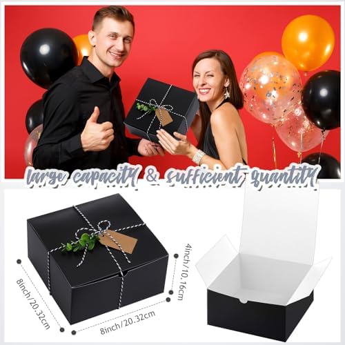 Crtiin 8 Pack Black Gift Boxes with Lids for Wedding Gifts
