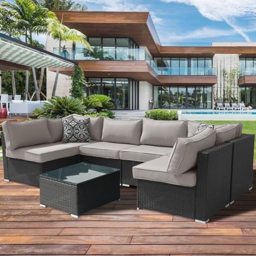 14Pcs Outdoor Cushion Covers with Zipper for 6-Seater Patio Set