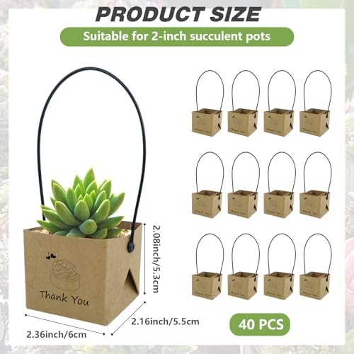 40Pcs Succulent Wrap Bags with Thank You Labels for Party Favors