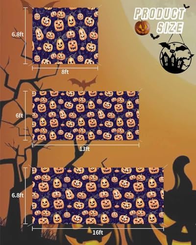 Funny Orange Pumpkin Garage Door Cover 7x8ft with Hanging Rings
