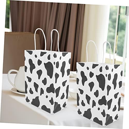 12pcs Cow Print Kraft Paper Bags for Parties and Gifts