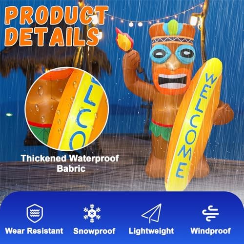 6FT Tiki Inflatable Party Decor with LED Light
