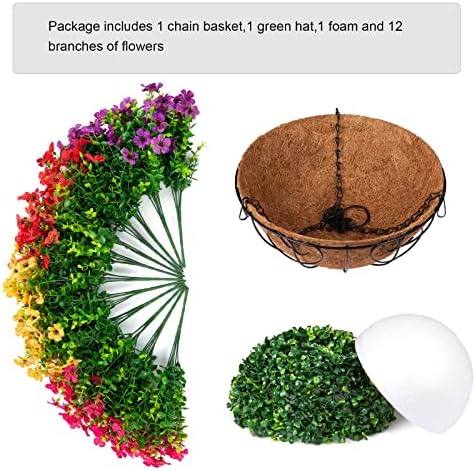 HyeFlora Hanging Flower Basket with Artificial Bougainvillea