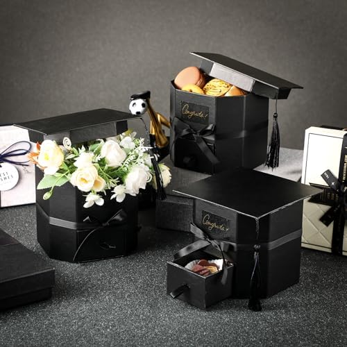 Chunful 3 Pcs Graduation Cap Gift Boxes with Drawer