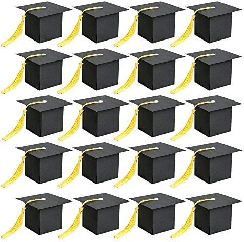 Soochat Graduation Cap Shaped Candy Gift Boxes 20Pcs