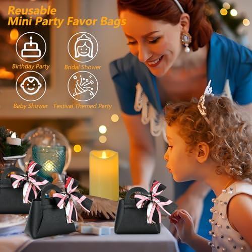 KAZIPA 12 Pack Faux Leather Gift Bags with Handle