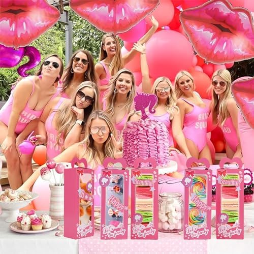 LANMAO 30pcs Pink Party Favor Boxes for Princess Parties