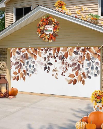 Brown Eucalyptus Leaves Garage Door Cover 7x8ft