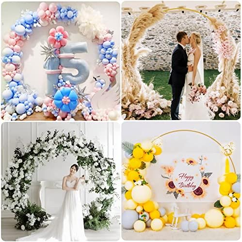 Wokceer 8FT Round Wedding Arch Stand with Gold Frame