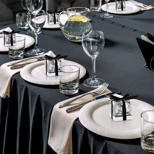 Hxezoc 50 Pack Clear Favor Boxes 2x2x2 Inches with Black Ribbons