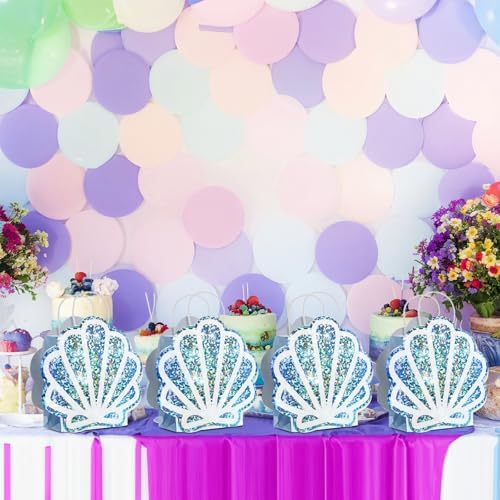 Sariiraw 16 Pack Holographic Seashell Gift Bags with Handles