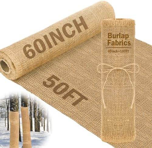 Buryeah 60 Inch x 50 ft Burlap Fabric Roll