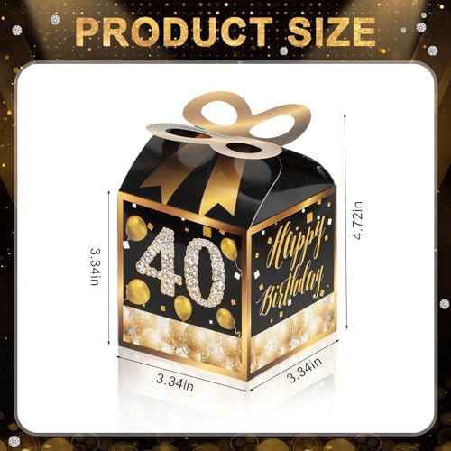 50 Gold Themed Square Birthday Favor Boxes