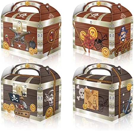 RIGHTA TECH 12 Pack Pirate Treasure Gift Boxes with Handles