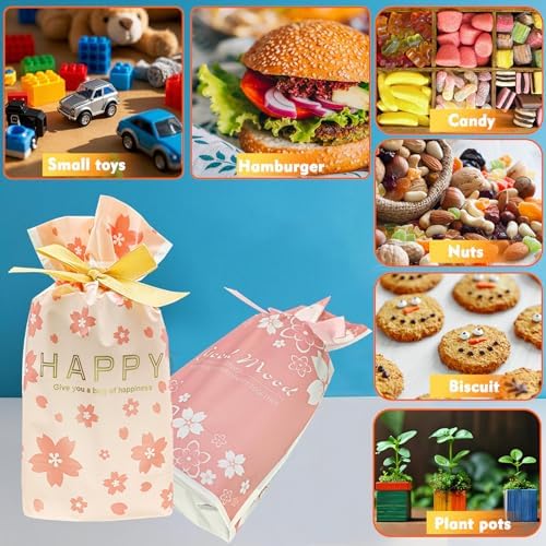 Bomvabe 20 Small Gift Bags with Drawstring 9 x 6 Pattern Blossom