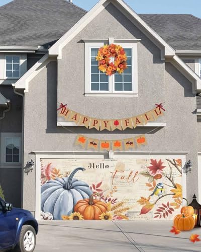 Fall Garage Door Banner 7x8 ft Hello Pumpkin Decor