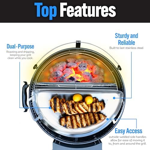 SnS Grills Drip N Griddle Pan 3-in-1 Kettle Grill Accessory
