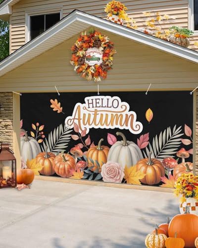 Hello Autumn Garage Door Cover 7x8ft with Grommets