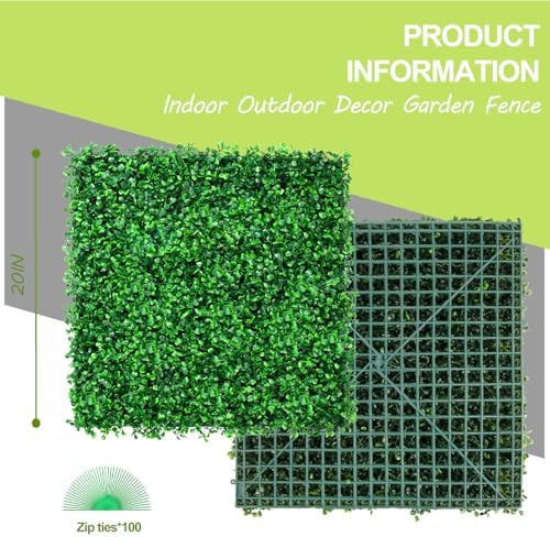 AOKIE 20x20 Inch Artificial Grass Wall Panels Decor Set