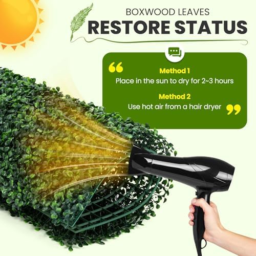KASZOO Artificial Boxwood Hedge Wall Panels 12 Pack