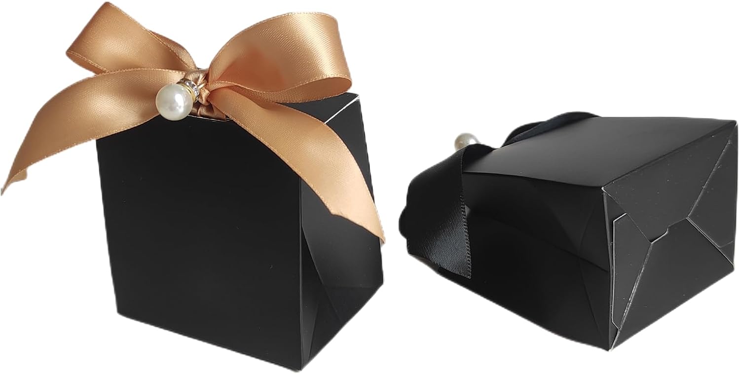 100pcs Gift Boxes with Gold Ribbon and Pearls