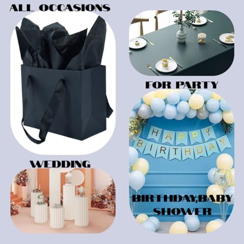 JUNESHE Mini Black Gift Bags with Handles 6 Pack