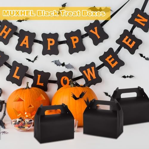MUXHEL 50 Pcs Black Treat Boxes for Parties
