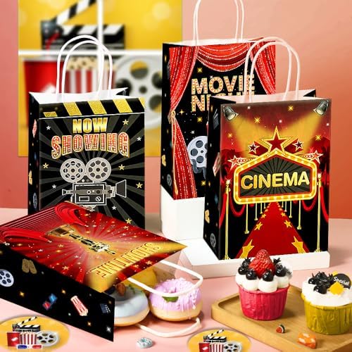 JOYGATHER 24 Pcs Movies Night Party Favor Bags with Handles